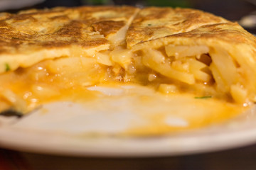 cut spanish omelette