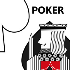 poker card gambling king with sword in sign spade vector illustration