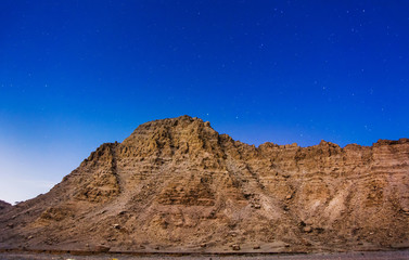 Dessert rock and stars at night