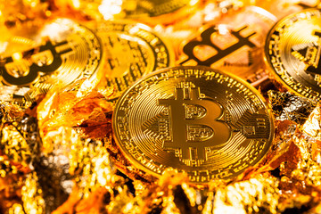 Golden bitcoin coin