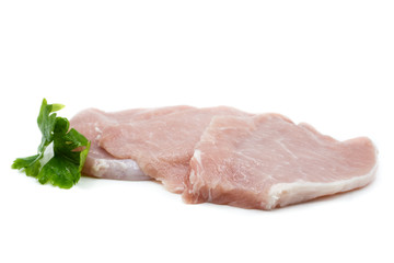 Schnitzel Schweineschnitzel Minutensteak Minutenschnitzel paniert isoliert freigestellt auf weißen Hintergrund, Freisteller Schweinesteak