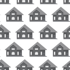 Seamless pattern with buildings in flat style a vector.
Private country cottages. A design concept for packing paper and fabrics and backgrounds of the websites and banners.