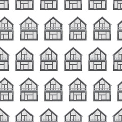 Seamless pattern with buildings in flat style a vector.
Private country cottages. A design concept for packing paper.Rural house.Background for the website or wallpaper.