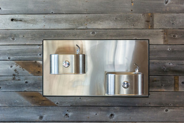 Water Fountain on Wood Wall