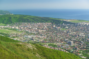 View from The markotkh ridge on the dense construction of the Central and Eastern parts of the city of Gelendzhik