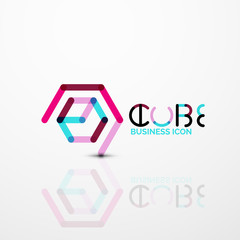 Cube idea concept logo, line