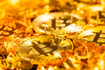 Shiny bitcoin cryptocurrency