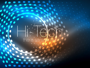 Glowing neon dotted shape abstract background, technology shiny concept design, magic space geometric background