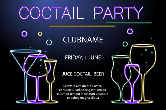 Flyer for night cocktail party