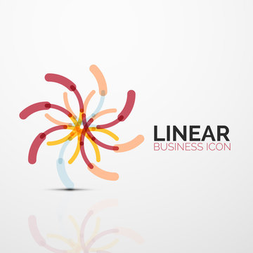 Outline minimal abstract geometric linear business icon made of line segments, elements
