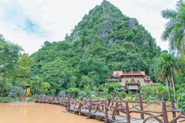 Wat Tham Khao Wong Beautiful old wooden temple the famous temple in Uthai Thani Province, Thailand.