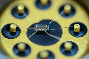 Extreme close up of silicon micro chip
