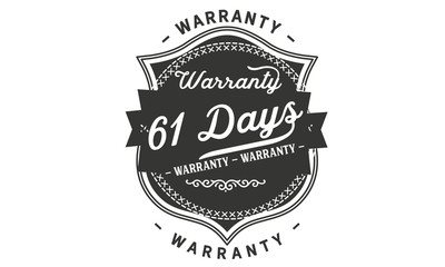 61 days warranty icon vintage rubber stamp guarantee