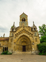 Fototapeta na wymiar The Chapel of Jak in Vajdahunyad Castle (Vajdahunyad vara) in the City Park ( Városliget Park) of Budapest, Hungary. 