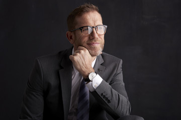 Executive senior businessman portrait. Middle aged financial director business man wearing suit and...