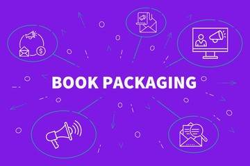 Conceptual business illustration with the words book packaging