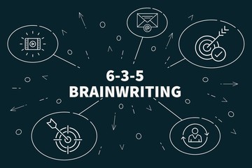 Conceptual business illustration with the words 6-3-5 brainwriting