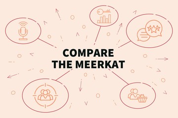 Conceptual business illustration with the words compare the meerkat