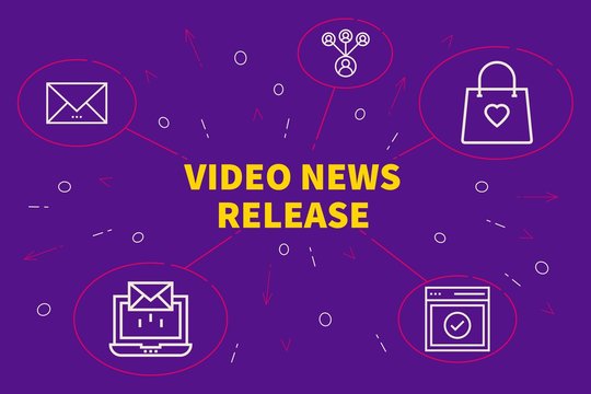 Conceptual business illustration with the words video news release