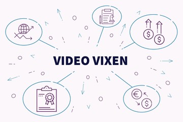 Conceptual business illustration with the words video vixen