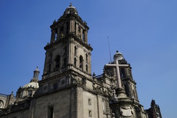 Fototapeta na wymiar Bell tower of the Metropolitan Cathedral, Mexico City, Mexico