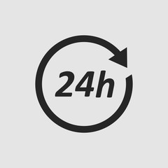24 hours icon. 24 hours vector isolated. Flat vector illustration in black. EPS