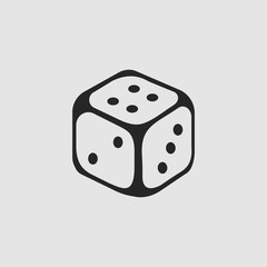 Dice icon. Dice vector isolated. Flat vector illustration in black. EPS