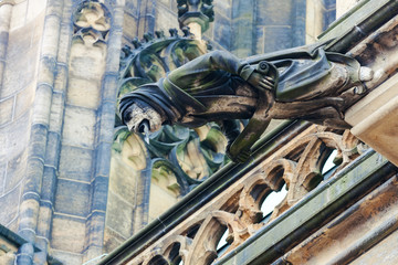 Gothic style Gargoyle on St Vitus' Cathedral Prague