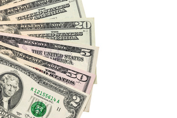 money dollars isolated on a white background