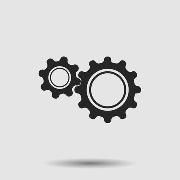 Gears icon. Gears vector isolated. Flat vector illustration in black. EPS