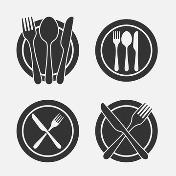 Plate, Fork, Spoon And Knife Icon