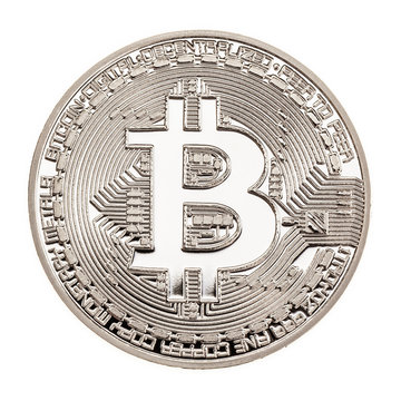 Silver Bitcoin coin isolated