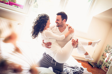 Happy young couple in love.