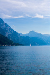 Sunny day on the lake Traunsee, Austria