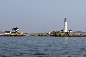 Boston Harbor Lighthouse on Little Brewster Island After Morning Fog