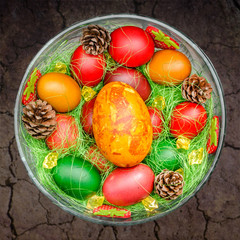 Easter eggs. Colorful Easter eggs with decoration.
