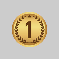 Winner concept. First place of competition. Gold medal.