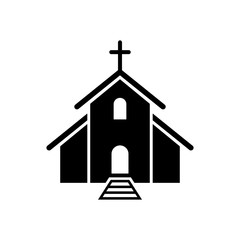 catholic church icon black on white background