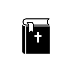 bible book with bookmark black vector icon on white background