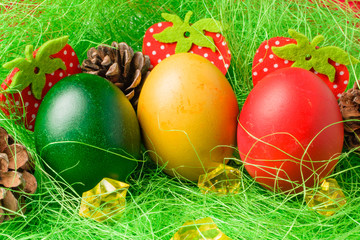 Easter eggs. Colorful Easter eggs with decoration.