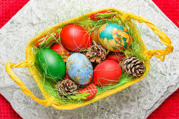 Easter eggs. Colorful Easter eggs with decoration.