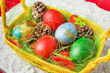 Easter eggs. Colorful Easter eggs with decoration.