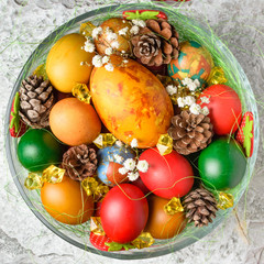 Easter eggs. Colorful Easter eggs with decoration.