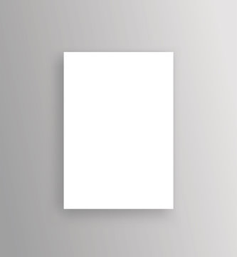 Blank Paper A4 with shadow. Mock-Up realistic white Poster hanging - stock vector.