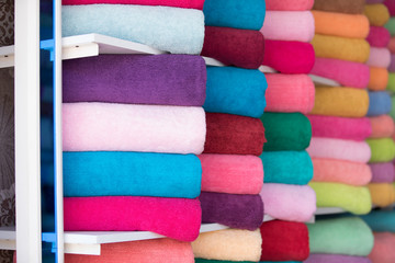 Row of towels in a shop
