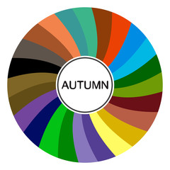 Obraz premium Stock vector color guide. Seasonal color analysis palette for autumn type. Type of female appearance