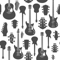 Naklejka premium Vector guitars seamless pattern or background