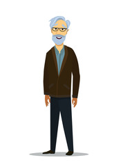 Old man. Retired elderly senior age couple. Vector illustration.
