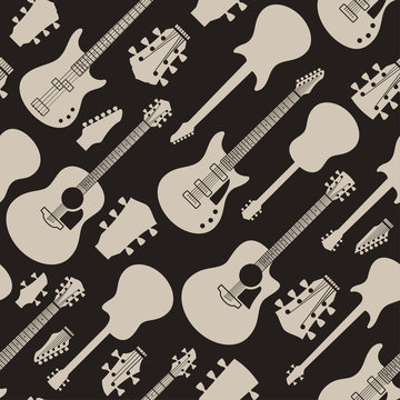Vector guitars seamless pattern or background