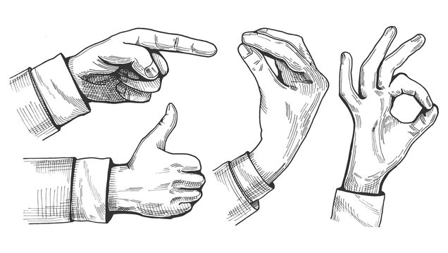 a set of male hand gestures